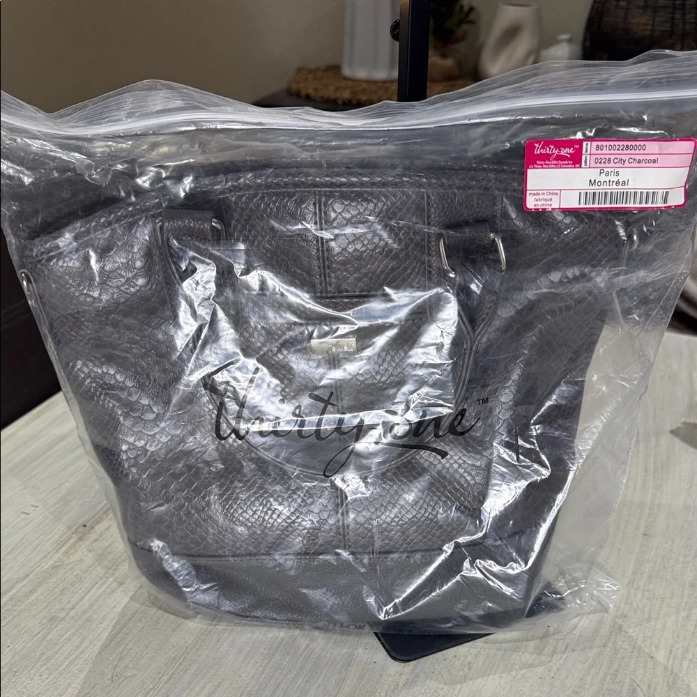 Thirty-One Gray Textured Tote/Crossbody Bag